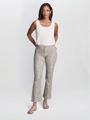 Gina Bacconi Charley Reversible Stretch Leopard Print Brown Jeans - Image 3 of 6