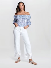 Gina Bacconi Charity Embroidered White Jeans - Image 1 of 6