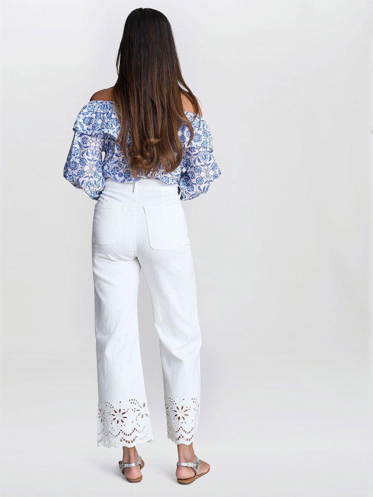 Gina Bacconi Charity Embroidered White Jeans - Image 2 of 6
