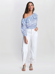 Gina Bacconi Charity Embroidered White Jeans - Image 3 of 6