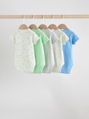 Blue/Green Short Sleeve Baby Bodysuits 5 Pack - Image 2 of 12