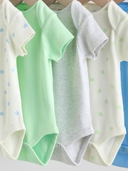Blue/Green Short Sleeve Baby Bodysuits 5 Pack - Image 9 of 12