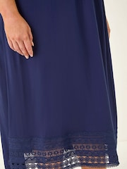 Roman Blue Curve Lace V-Neck Midi Dress - Image 5 of 5