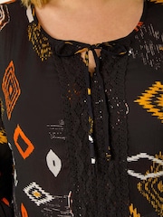 Roman Orange Curve Ikat Print Woven Blouse - Image 5 of 5