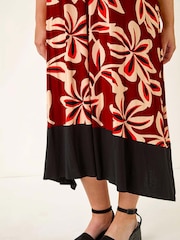 Roman Red Curve Floral Print V-Neck Dress - Image 5 of 5