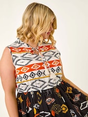 Vestido midi com estampa asteca e curva romana - Imagem 4 de 5