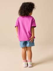 Purple Short Sleeve Heart Embroidered Top (3mths-7yrs) - Image 2 of 7