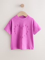 Purple Short Sleeve Heart Embroidered Top (3mths-7yrs) - Image 4 of 7