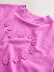 Purple Short Sleeve Heart Embroidered Top (3mths-7yrs) - Image 6 of 7