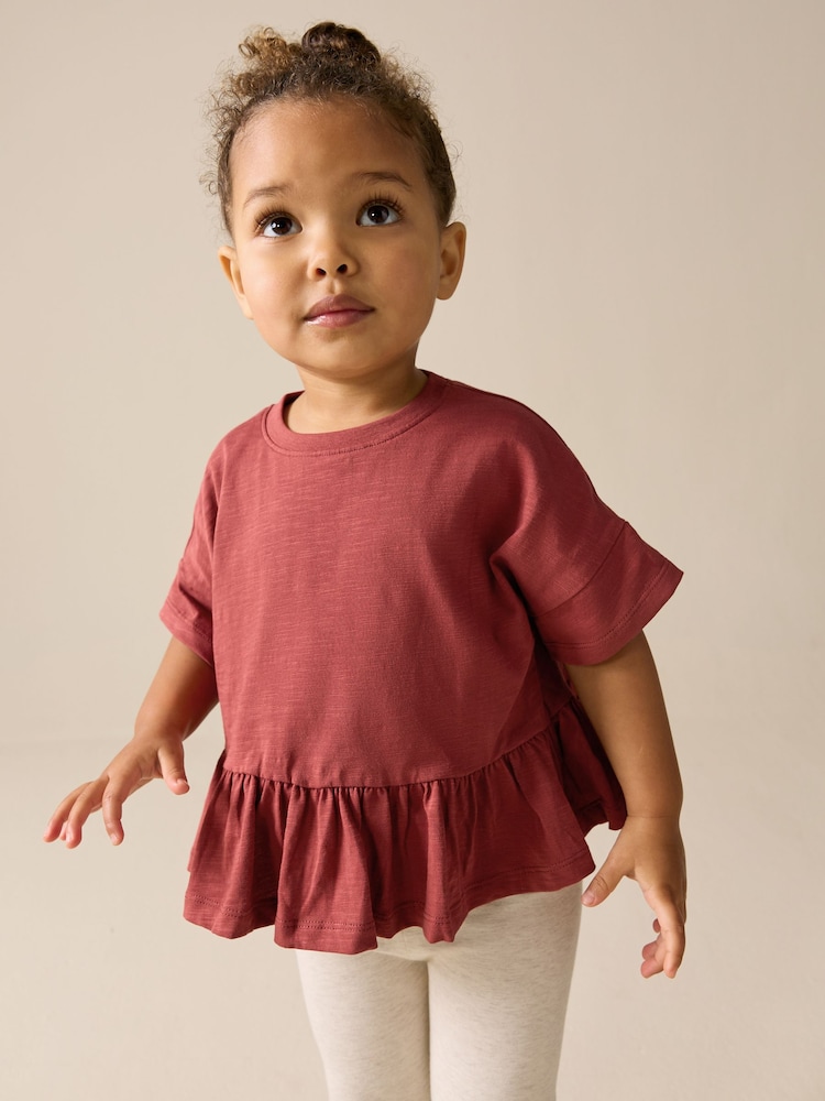 Rust Brown Short Sleeve Peplum T-Shirt (3mths-7yrs) - Image 1 of 8 Rust Brown Short Sleeve Peplum T-Shirt (3mths-7yrs) - Image 1 of 8