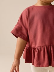 Rust Brown Short Sleeve Peplum T-Shirt (3mths-7yrs) - Image 4 of 8