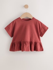 Rust Brown Short Sleeve Peplum T-Shirt (3mths-7yrs) - Image 5 of 8