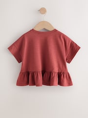 Rust Brown Short Sleeve Peplum T-Shirt (3mths-7yrs) - Image 6 of 8