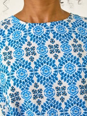 Roman Blue Petite Tile Print Swing Dress - Image 5 of 5