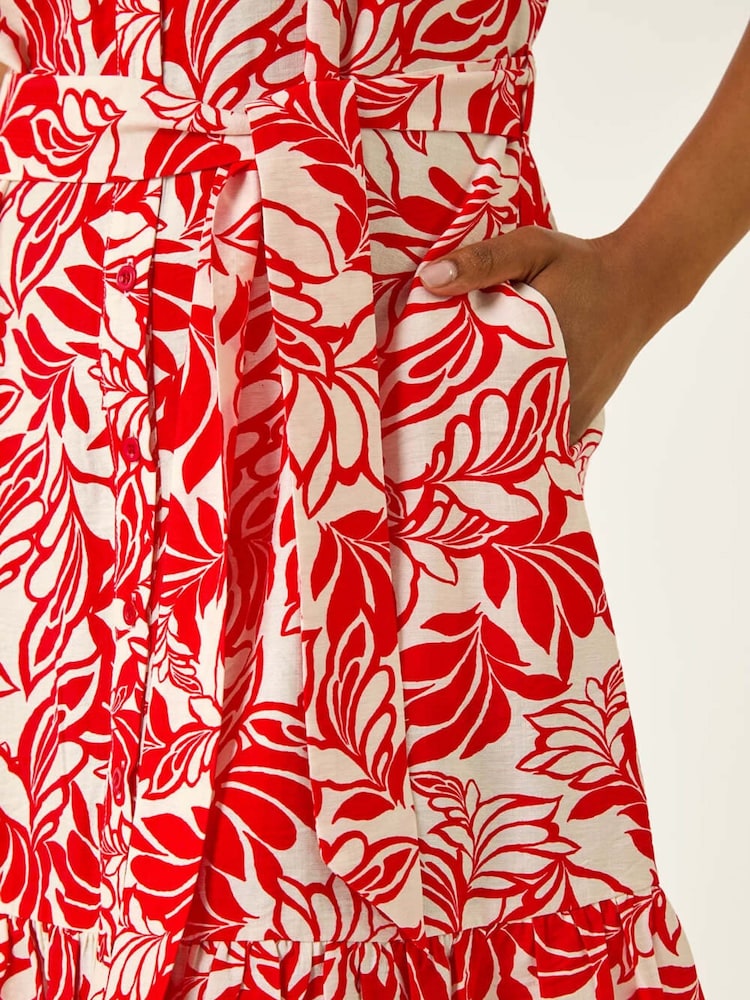Roman Red Petite Leaf Print Shirt Dress - Image 5 of 5