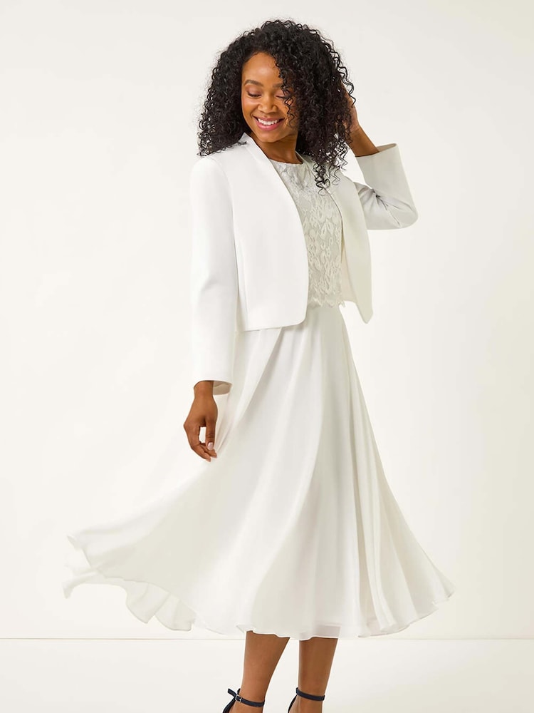 Roman White Petite Stretch Bolero Jacket - Image 2 of 5