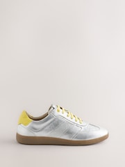 Silber - Never Fully Dressed Leather Slim Sole Lace Up Trainers - Bild 1 von 5