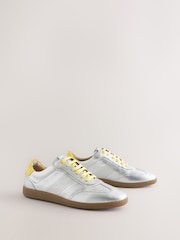 Silber - Never Fully Dressed Leather Slim Sole Lace Up Trainers - Bild 2 von 5