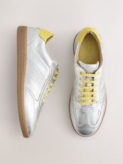 Silber - Never Fully Dressed Leather Slim Sole Lace Up Trainers - Bild 3 von 5