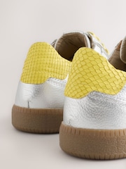 Silber - Never Fully Dressed Leather Slim Sole Lace Up Trainers - Bild 4 von 5