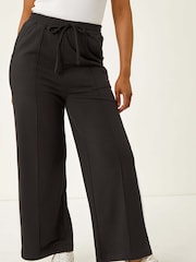 Roman Black Petite Pintuck Tie Front Joggers - Image 4 of 5