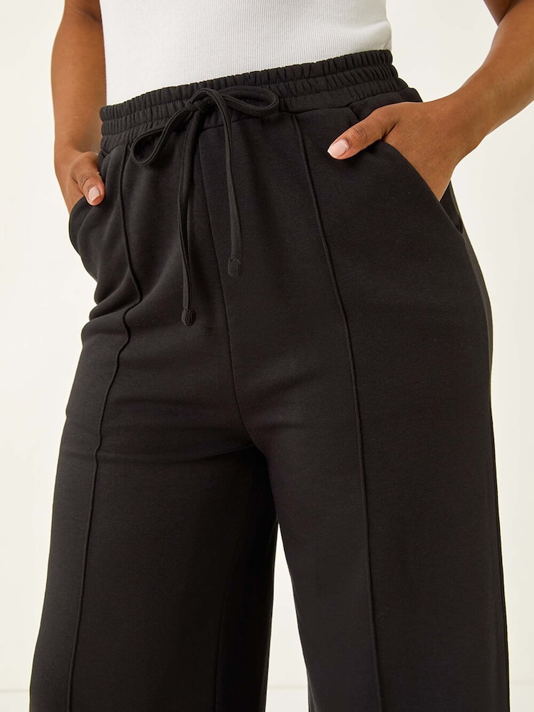 Roman Black Petite Pintuck Tie Front Joggers - Image 5 of 5