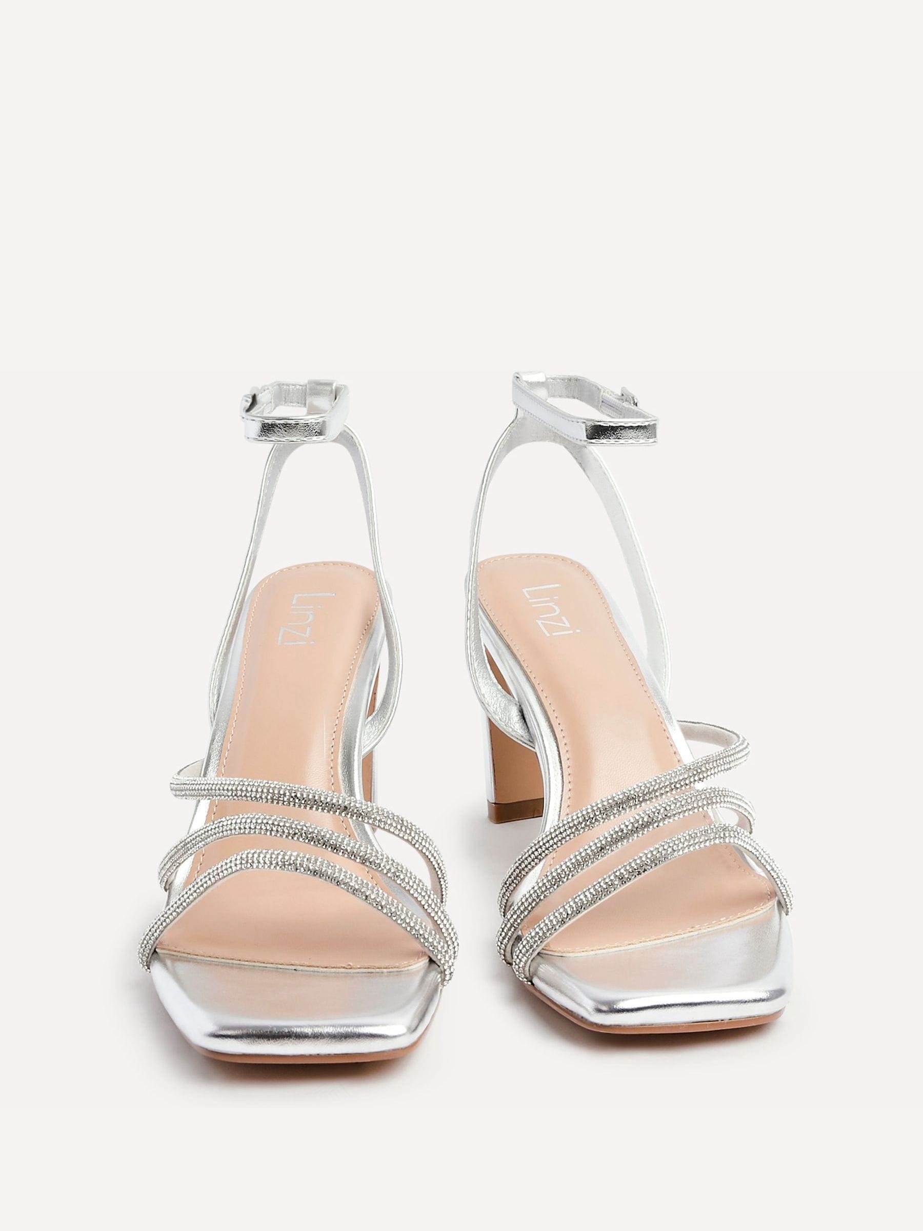 Buy Linzi Silver Glimmer Diamante Block Heel Sandals from Next USA