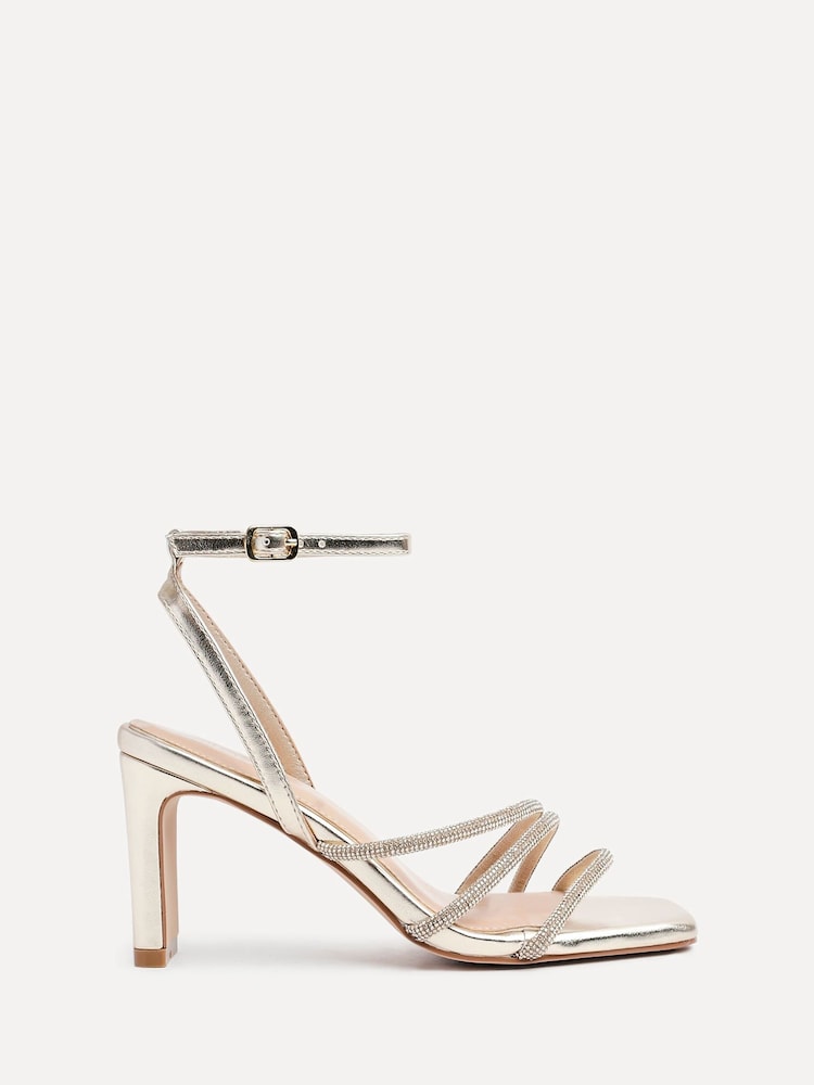 Linzi Gold Glimmer Diamante Block Heel Sandals - Image 2 of 7