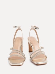 Linzi Gold Glimmer Diamante Block Heel Sandals - Image 3 of 7