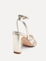 Linzi Gold Glimmer Diamante Block Heel Sandals - Image 5 of 7