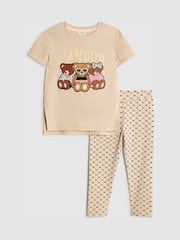 River Island Brown Girls Bear Graffiti Leggings Set - Image 3 of 5