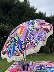 Pickle Picnic Bright Pink and Purple Bird Of Paradise Stylish Tiltable Parasol - Image 1 of 5