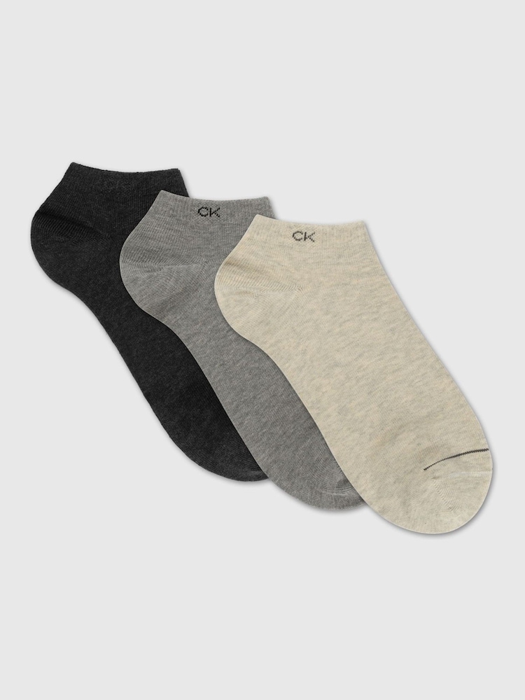 Calvin Klein Grey Ankle Socks 3 Pack - Image 2 of 3