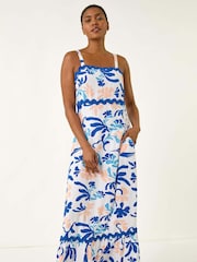 Roman Blue Abstract Ric Rac Maxi Dress - Image 3 of 5