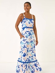 Roman Blue Abstract Ric Rac Maxi Dress - Image 5 of 5