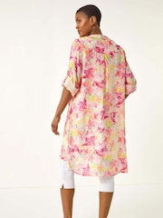 Roman Pink Floral Print Longline Blouse - Image 3 of 5