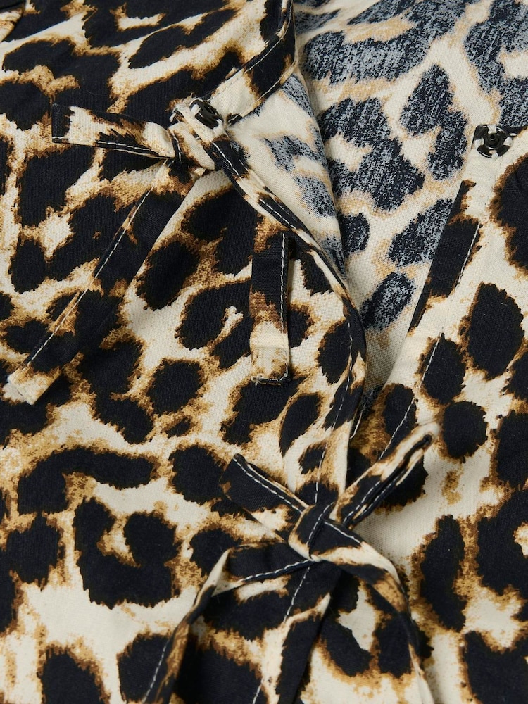 ONLY KIDS Leopard Print Puff Sleeve Bow Black Blouse - Image 3 of 3