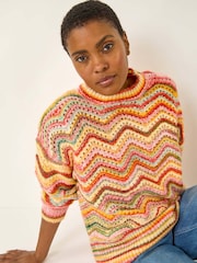 Roman Pink Zig Zag Pointelle Knit Jumper - Image 2 of 5