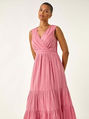 Roman Embroidered V-Neck Midi Dress - Imagem 1 de 5