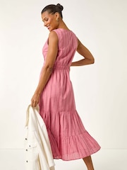 Roman Embroidered V-Neck Midi Dress - Imagem 4 de 5