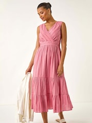 Roman Embroidered V-Neck Midi Dress - Imagem 5 de 5