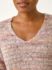 Rosa - Roman Shimmer V-Neck Knitted Jumper - Imagem 2 de 5