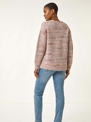 Rosa - Roman Shimmer V-Neck Knitted Jumper - Imagem 3 de 5