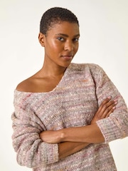Rosa - Roman Shimmer V-Neck Knitted Jumper - Imagem 5 de 5