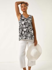 Roman Black Floral V-Neck Buttoned Blouse - Image 2 of 5