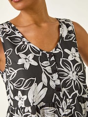 Roman Black Floral V-Neck Buttoned Blouse - Image 3 of 5
