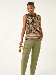 Roman Pink Floral Border Print Button Blouse - Image 4 of 5