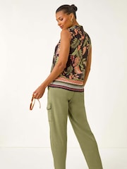 Roman Pink Floral Border Print Button Blouse - Image 5 of 5