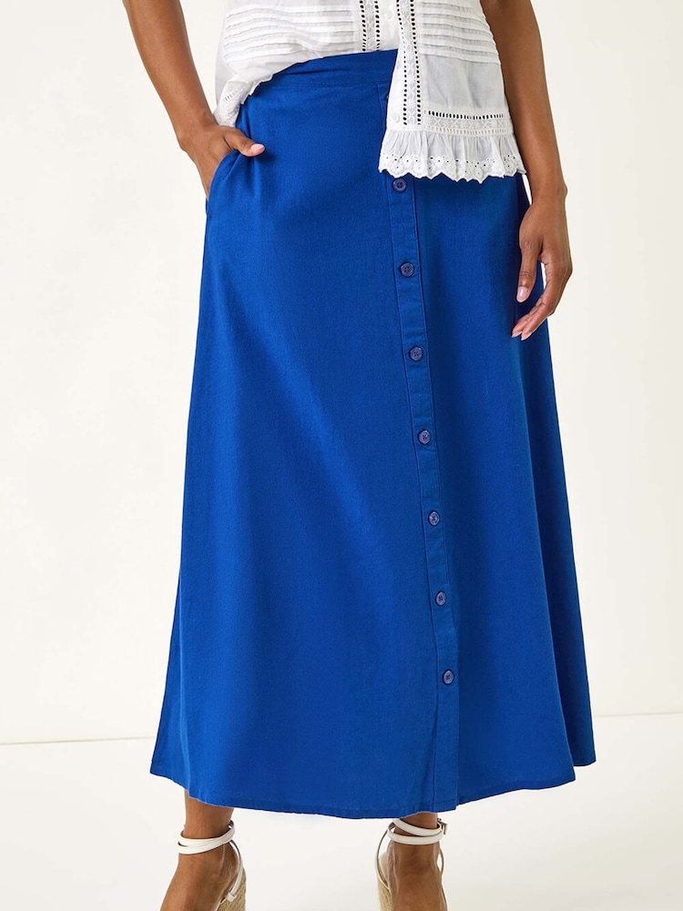 Roman Linen Button Pencil Midi Skirt - Imagen 1 de 5 Roman Linen Button Pencil Midi Skirt - Imagen 1 de 5