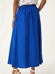 Roman Blue Linen Button Pencil Midi Skirt - Image 4 of 5